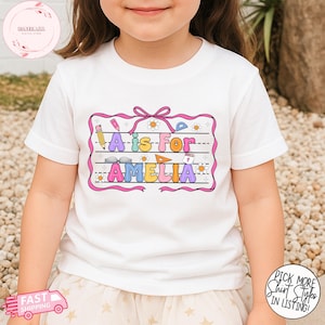 Personalized Back To School Kids Shirt, Letter is for Name Kids Shirt, Cute Kindergarten Shirt, First Day School Shirt, School Toddler Shirt