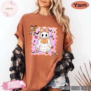 Cute Ghost Reading Books Shirt, Librarian Ghost Halloween Sweatshirt, Halloween Teacher Tshirt, Halloween Shirt, Teacher Gift, Boo School