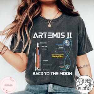 Camiseta Comfort Colors® de la misión lunar Artemis II, camiseta para fans del programa espacial, regalo de astronomía, camiseta de lanzamiento de cohete, prenda de exploración espacial.