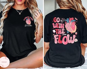 Custom Cardiac Crew Shirt,Go With The Flow Heart Shirt,CVICU Nurse Shirt, Cardiology Tee,Cardiac Nursing Gift, Cardiac Crew,CVICU Nurse Gift