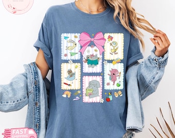 Coquette Bow Teacher Elephant And Piggie Shirt, Mo Willems Teacher Shirt, Teacher Life Shirts, Teacher Gift, Teacher Group Matching Shirts