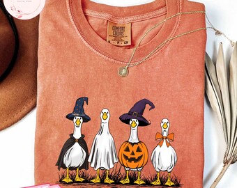 Comfort Colors® Boo Ghost Goose Halloween Shirt, Funny Skeleton Goose Sweatshirt, Pumpkin Goose TShirt, Cute Fall Spooky Tee, Fall Funny Tee