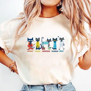 Alltag der Woche Pete The Cat Shirt, Pete The Cat Schulshirt, Kinderbuch Geschenk, Groovy Cat Sweatshirt, Kindergärtnerin Shirt Geschenk