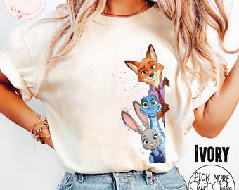 Coquette Row Disney Zootopia 2 karaktärer tröja, Judy Hopps Nick Wilde Gary De'Snake tröja, Zootropolis, Disneyland familjeresa 2025 tröja