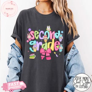 Labubu Second Grade Shirt, Coquette Second Grade Teacher Shirt, Cartoon Back To School Shirt, Second Grade Team Shirt, 2nd Grade Squad Tee