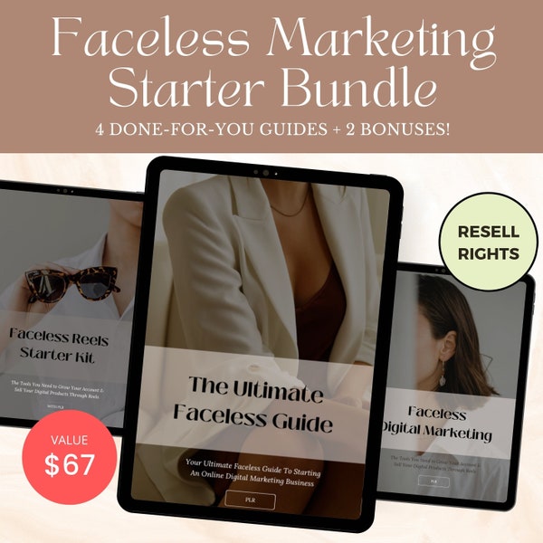 Faceless Marketing Starter Bundle,MRR PLR,6 DFY Digital Products,Digital Marketing Bundle,Faceless Reels,Lead Magnet,Instagram Marketing