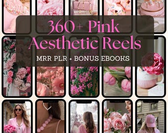 Pink Faceless Reels Aesthetic Instagram Stories & Posts - MRR PLR Content Creator Bundle | DFY Pink Digital Marketing Videos