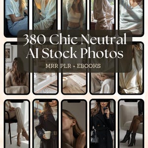 380 Aesthetic Faceless Digital Marketing Bundle - MRR PLR Stock Photos, Reels, Stories | Neutral Aesthetic AI Stock Images