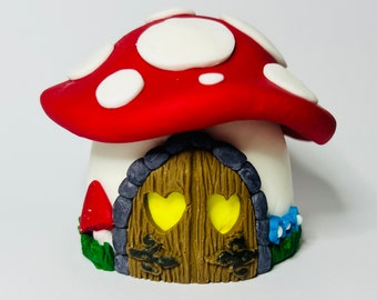 3D edible fondant fairy house garden toadstool cake topper birthday party