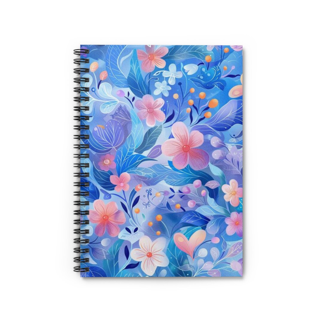 Pretty Floral Cute Spiral Notebook - Ruled Line, Spring Summer Flowers ...
