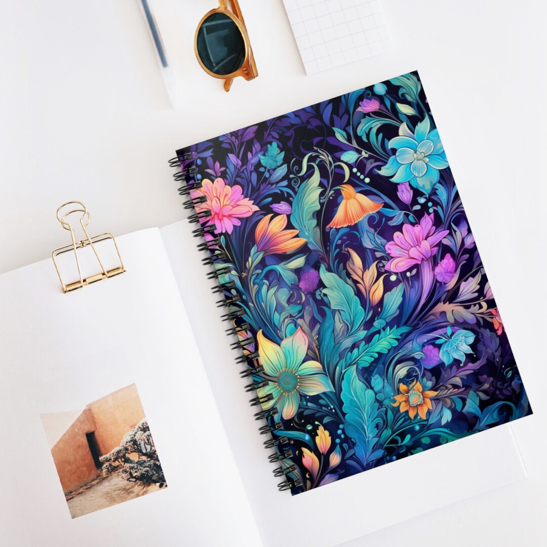 Enchanted Garden Cute Spiral Notebook Ruled Line, Spring Summer Flowers ...
