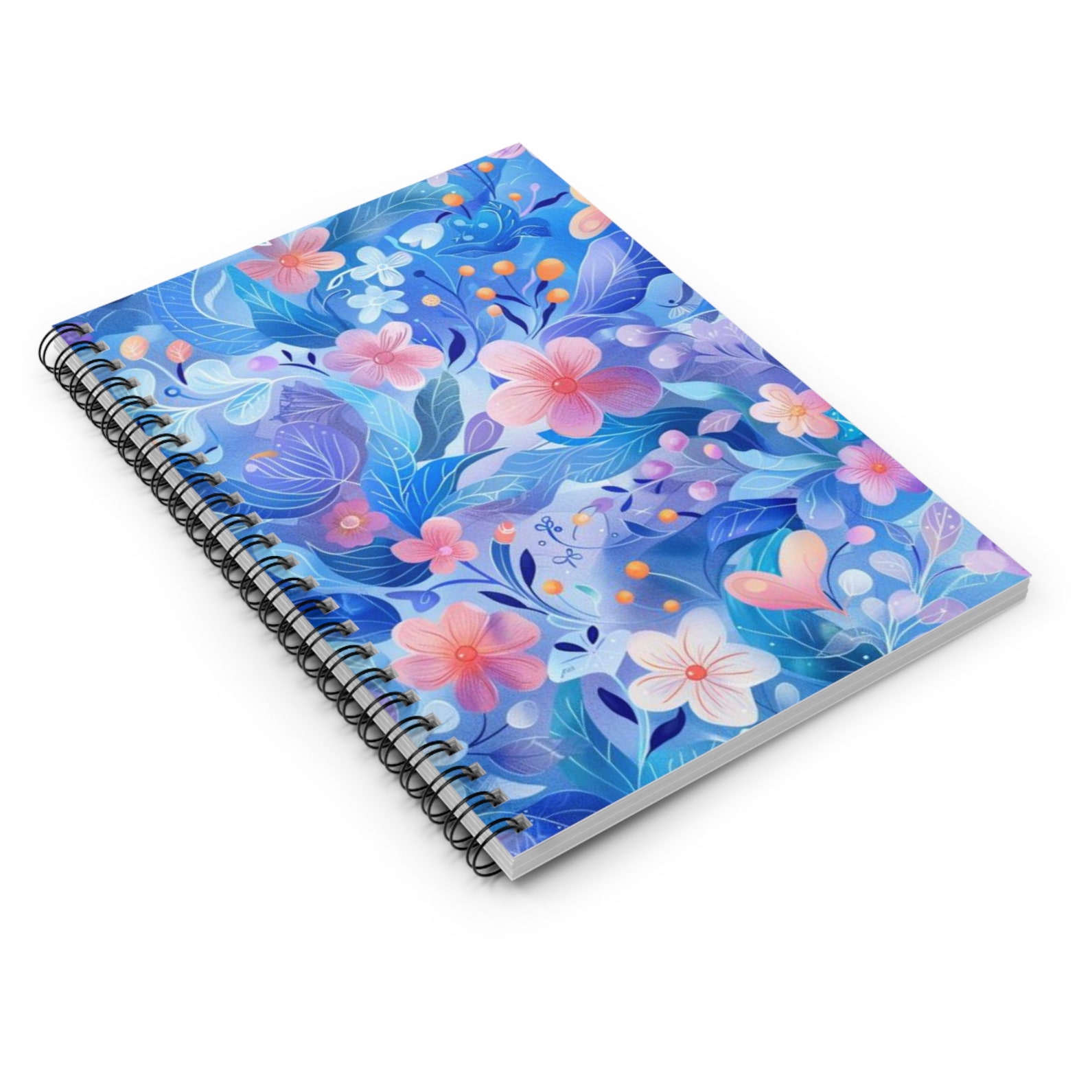 Pretty Floral Cute Spiral Notebook - Ruled Line, Spring Summer Flowers ...