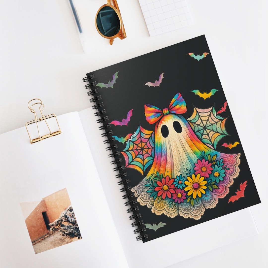 Rainbow Ghost Spiral Notebook 01 - Dark Aesthetic Spooky Cute Journal ...