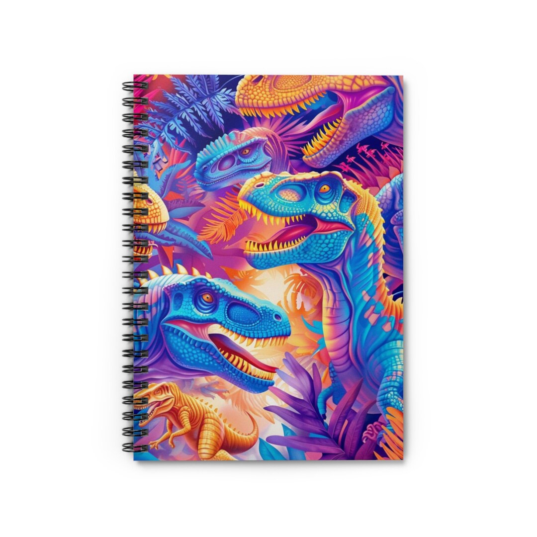 Colorful Dinosaur Spiral Notebook 04 - Ruled Line, Animal Journal ...