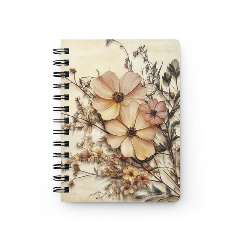 Pressed Flowers Spiral Bound Journal 01 - Ruled Line, Floral Notebook ...