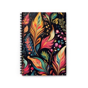 Bohemian Flower Spiral Notebook 02 - Ruled Line, Floral Journal, Ruled Line Diary, Colorful Notepad, College Student Gift, Writer Gift