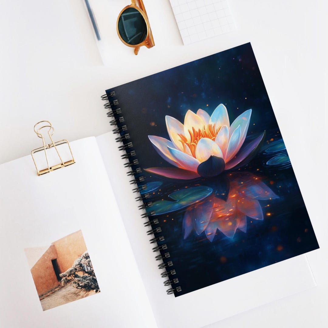 Lotus Blossom Flower Spiral Notebook 05 - Ruled Line, July Birth Flower ...