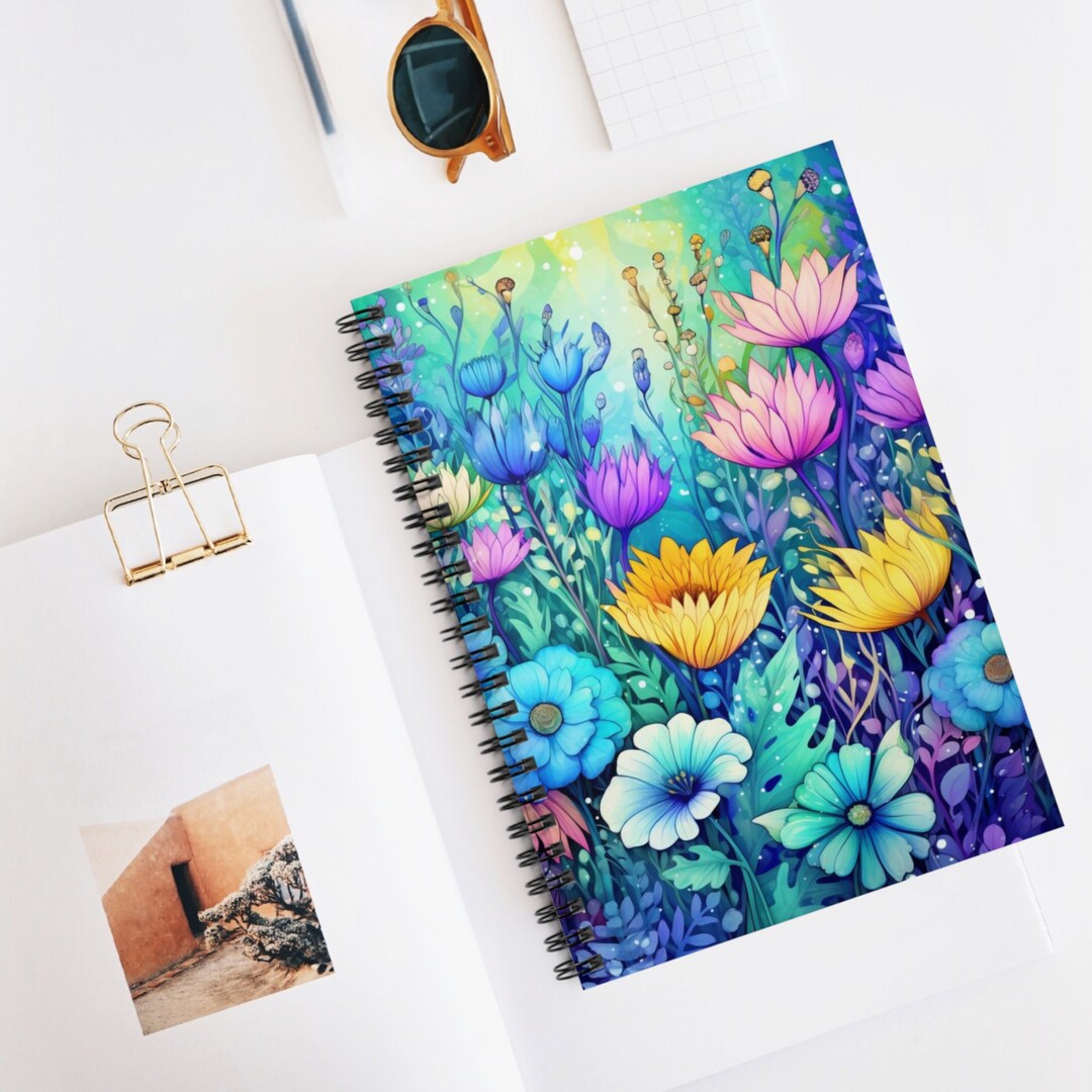 Enchanted Garden Cute Spiral Notebook Ruled Line, Spring Summer Flowers ...