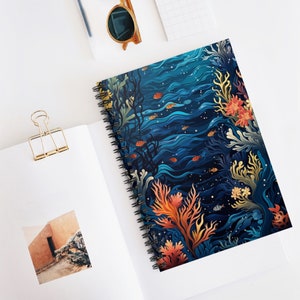 Ocean Cute Spiral Notebook - Ruled Line, Marine, Ocean Life, Birthday Gift for Friend, Family Member Gift, Budding Journalist