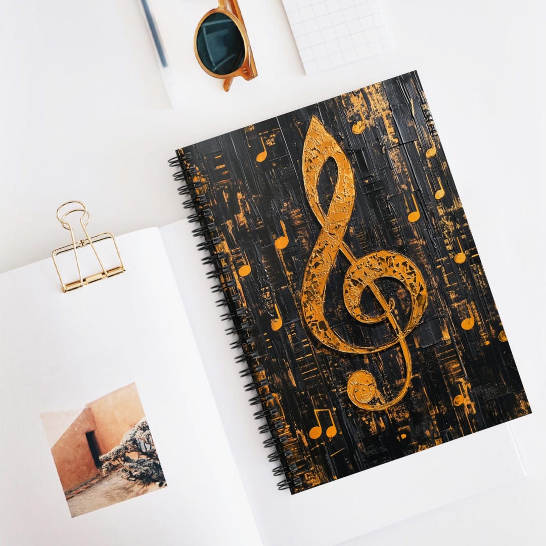 Watercolor Abstract Music Note Spiral Notebook 01 - Ruled Line, Journal ...