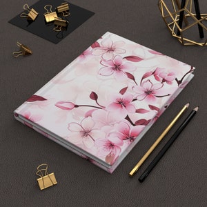 Cherry Blossom Hardcover Notebook 06 - Ruled Line, Floral Art, Flowers, Gift for Writer, Sakura Journaling Supplies, Birthday Gift for Her