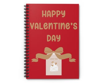 Valentine's Day Spiral Notebook 02 - Ruled Line, Love Heart Journal, Pink Notepad, Romantic Writing Pad, Heartfelt Diary, Anniversary Gift