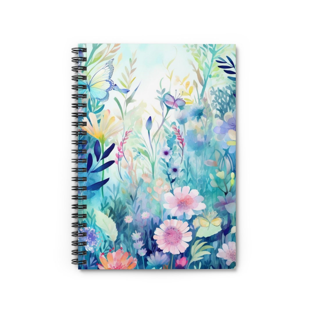 Enchanted Garden Cute Spiral Notebook Ruled Line, Spring Summer Flowers ...