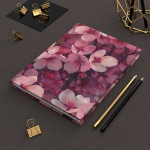 Cherry Blossom Hardcover Notebook 04 - Ruled Line, Floral Art, Flowers, Gift for Writer, Sakura Journaling Supplies, Birthday Gift for Her
