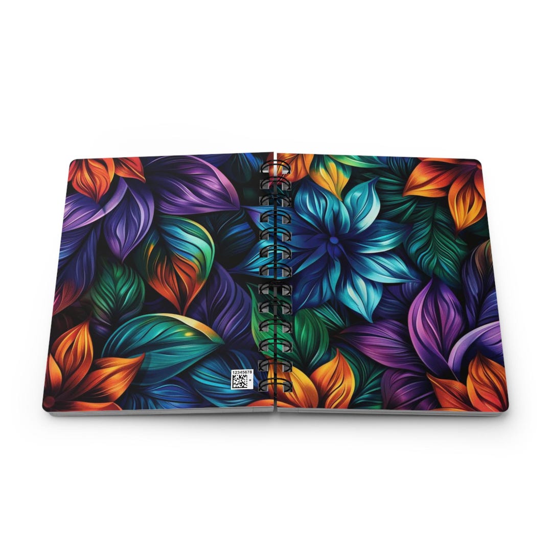 Rainbow Floral Spiral Bound Journal 01 - Ruled Line, Colorful Notebook ...