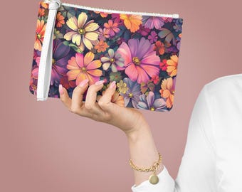 Spring Flower Clutch Bag 01, Floral Purse, Wedding Clutch, Bridesmaid Gift, Mother's Day Handbag, Vibrant Blossom Clutch, Summer Event Bag