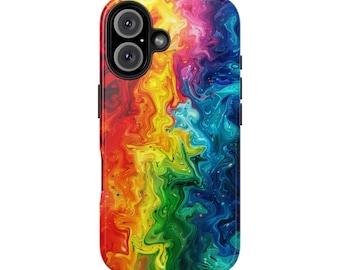 Rainbow Marble Tough Phone Case 03, Colorful Watercolor Phone Cover,Vibrant Protective Case,Unique Smartphone Shell,Stylish Tech Accessories