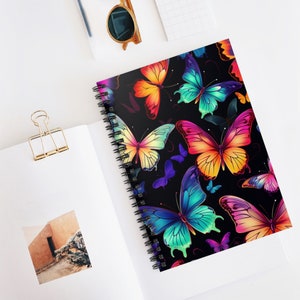 Butterfly Spiral Notebook 05 - Ruled Line, Nature Themed Diary, Garden Butterflies Journaling Supplies, Writer Gift, Birthday Gift for Her