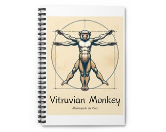 Vitruvian Monkey Spiral Notebook - Ruled Line