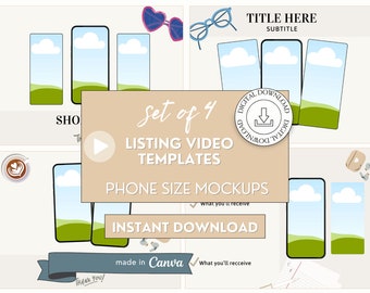 Etsy Listing Video Template for Digital Product Seller Phone Invitation Mockup Canva Template Digital Planner Animated Listing Video Mock Up