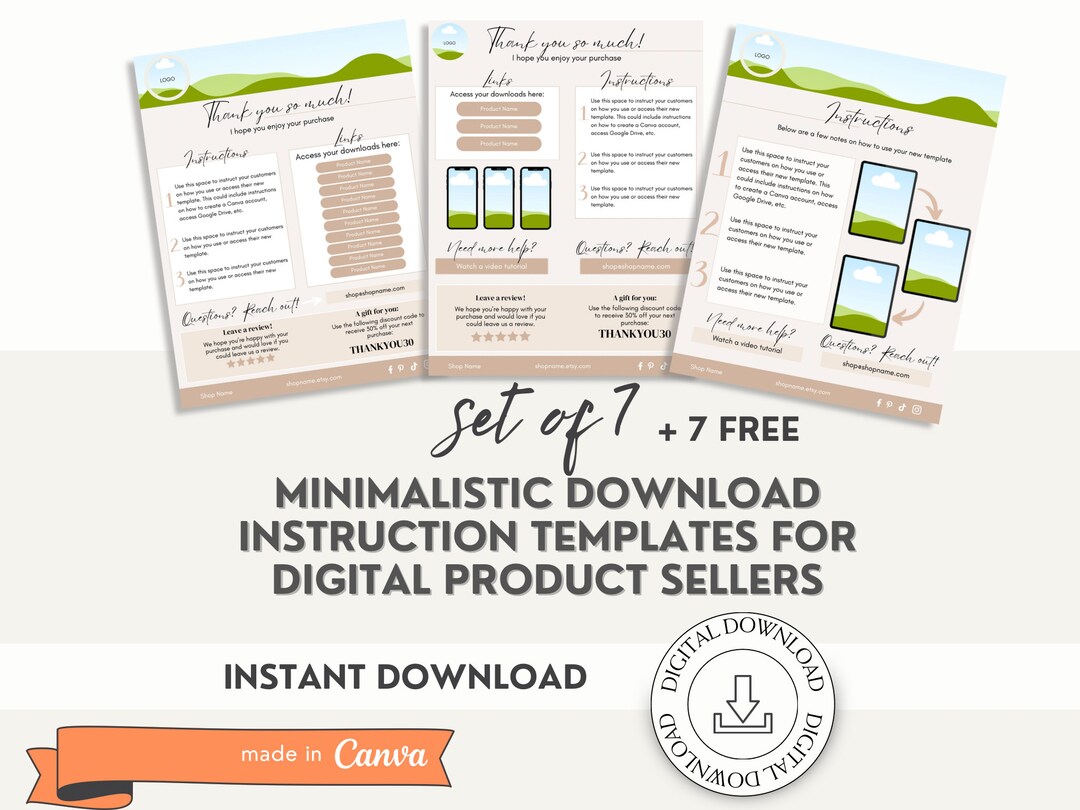 Modern Digital Download Instructions Template Bundle for Digital ...