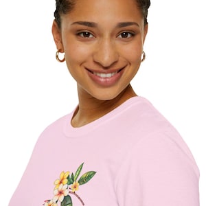 Plumeria Flower T-Shirt, Hawaiian Leis Unisex Tee, Softstyle Shirt, Hawaiian Aloha Friday Shirt, Tropical Flower Top