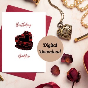 Printable birthday card, girly birthday Card, printable birthday card for her, two for the price of one small greeting card 3.75 x 5.25&quot;