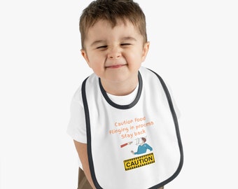 Baby Contrast Trim Jersey Bib || 'Watch Out For Flying Food'