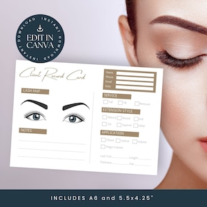 Fiche client | Extensions de cils | Modifier sur Canvas | Téléchargement instantané | Carte des cils | Extensions de cils| Taupe LT010