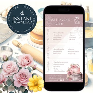 Gids voor cakearoma's | Bewerkbaar taartmenu | Digitale tekstdownload | Sjabloon Taart Smaaklijst | Taart-tool | Canvas | CMB001