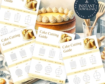 Cake Cutting Guide Bundle for Home Bakery, Wedding Cake Instructions, Cake Serving Instructions, Cake Care Insert, Cake Instructions CMMY001
