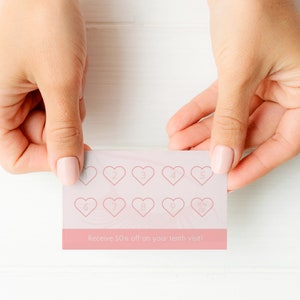 Carte de fidélité Lash Tech, modifiable Canva, rose poudré, carte professionnelle d'extension de cils LT001 pour salon