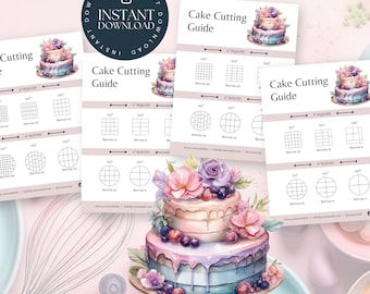 Cake Cutting Guide Bundle for Home Bakery, Wedding Cake Instructions, Cake Serving Instructions, Cake Care Insert, Cake Instructions CMV001