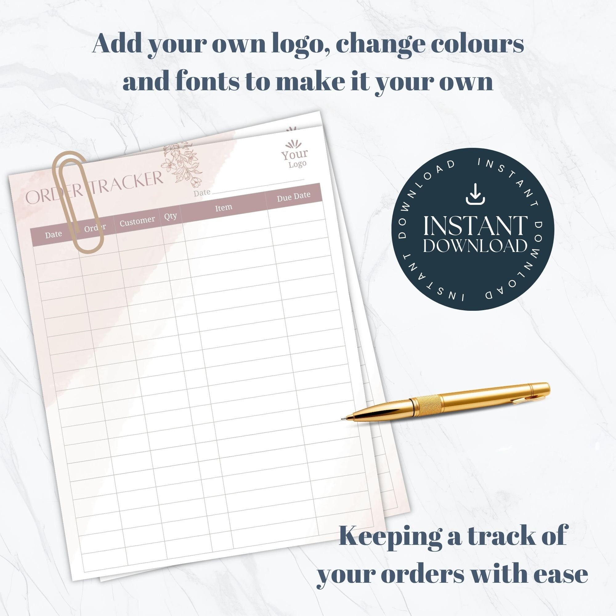 Custom Cake Order Tracker Template | Printable Design for Cake Makers ...