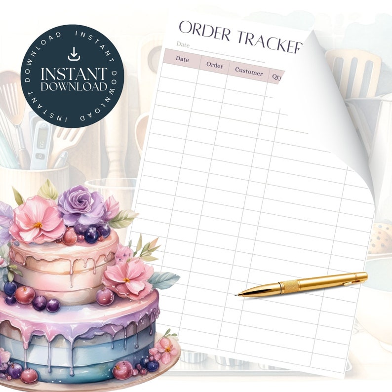 Home Bakery Order Tracker | Order Tracker | Printable Bakery Tracker ...