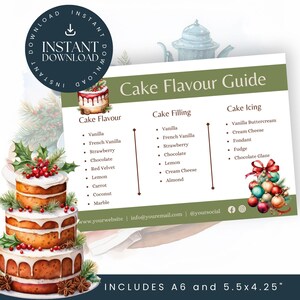 Weihnachtskuchen Geschmacksführer | Urlaub Backaromen | Festliches Kuchen-Menü | Weihnachtsdessert-Ideen | Bearbeitbare Canva Vorlage |  CMCH01