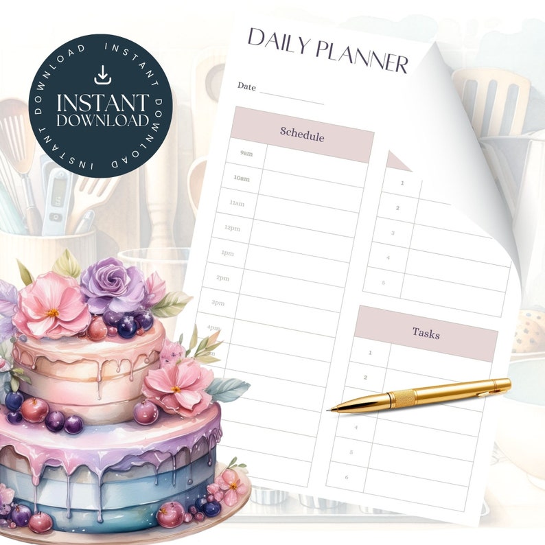Cake Maker's Daily Planner Template | Bakery Schedule Organizer | Digital Download | Editable ...