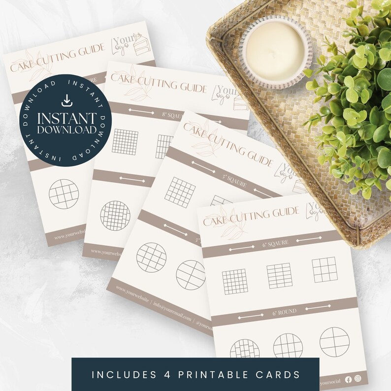 CANVA Cake Cutting Guide Editable Template, Cake Care Printable Card ...