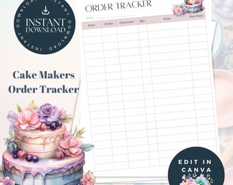 Home Bakery Order Tracker | Order Tracker | Printable Bakery Tracker | Customizable Bakery Tracker | Digital Bakery  Organizer CMV001