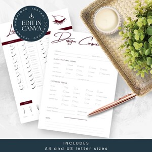 Wimpern Design Form | Lash Tech Lash Abbildungs-Anleitung | Wimpernverlängerung | Wimperndesign konsultieren.Formular | Schönheitssalon Formen | Weinrot LT007